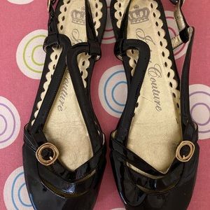 Juicy Couture Patent Leather Slingbacks Black Flats